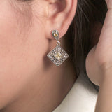 PADI KAPAS Square Drop Earring with Citrine Square Stone (012ESKS-CT)