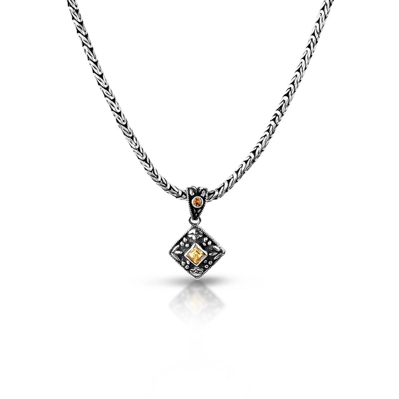 PADI KAPAS CHAIN Necklace with Citrine Square Stone (014 NSKS)