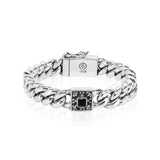 PADI KAPAS CLASSIC Chain Small Bracelet with Black Onyx Square Stone (017 BSKS-S)