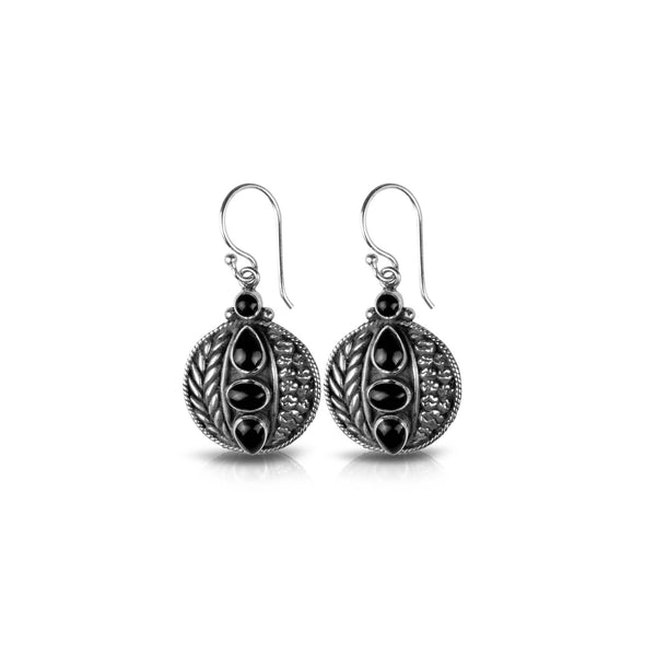 PADI KAPAS Single Round Earring with Black Onyx Multistones (01ESKS-BO)