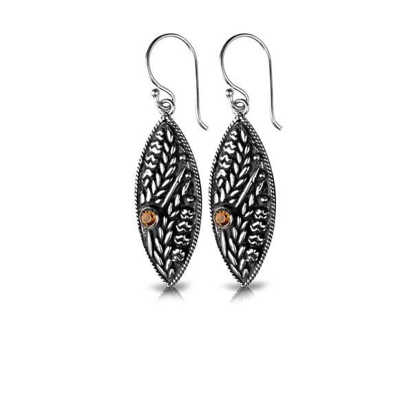 PADI KAPAS Single Drop Large Earring with Citrine Round Stone (023ESKS-CT)