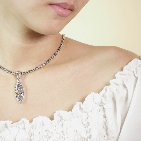 PADI KAPAS CHAIN Necklace with Citrine Round Stone (024 NSKS)