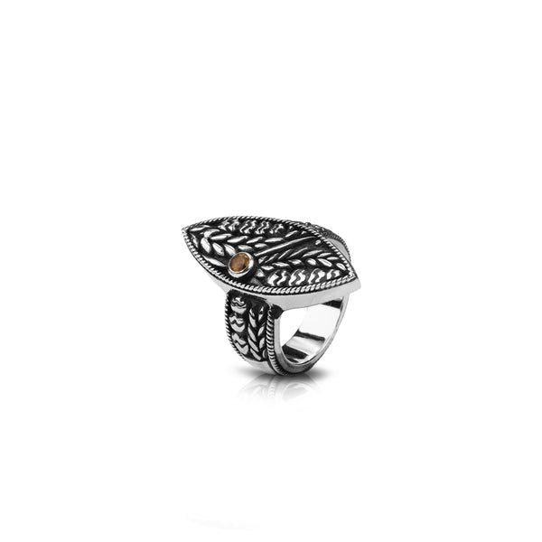 PADI KAPAS Large Ring with Citrine Round Stone (025RSKS-CT)
