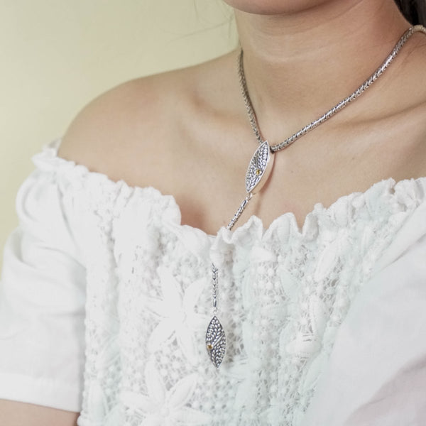 PADI KAPAS CHAIN Necklace with Citrine Round Stone (026 NSKS)