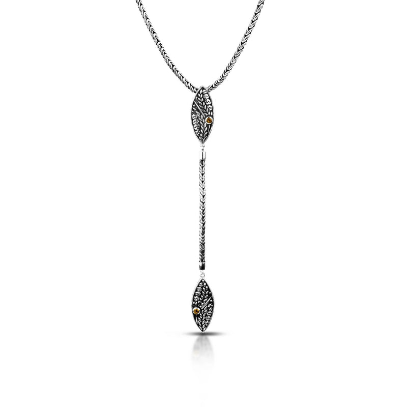 PADI KAPAS CHAIN Necklace with Citrine Round Stone (026 NSKS)