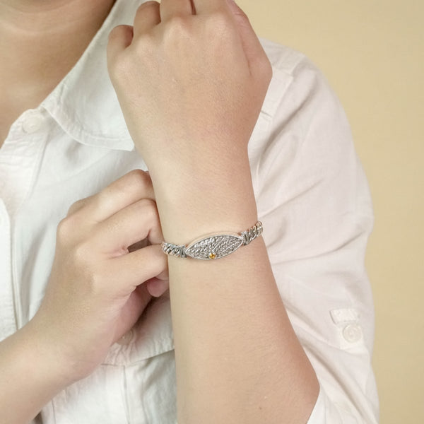 PADI KAPAS CLASSIC Chain Small Bracelet with Citrine Round Stone (027 BSKS-S)