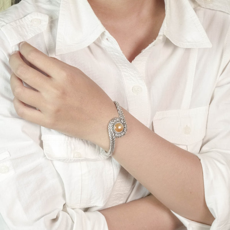 PADI KAPAS CLASSIC Open Cuff with Citrine Round Stone (028 CSKS)