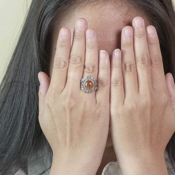 PADI KAPAS Circle Ring with Citrine Round Stone (029RSKS-CT)