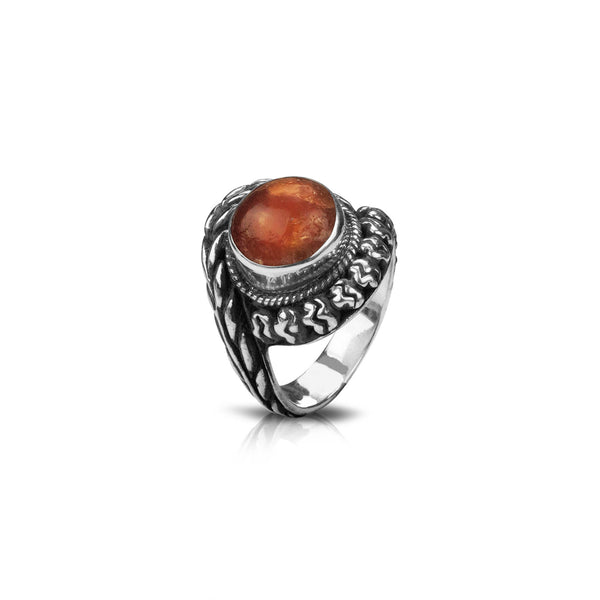 PADI KAPAS Circle Ring with Citrine Round Stone (029RSKS-CT)