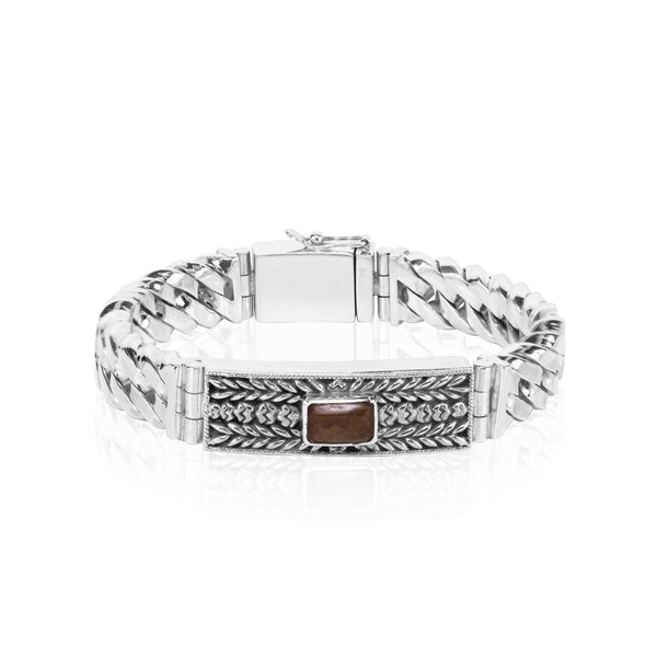 PADI KAPAS CURB Chain Medium Bracelet with Citrine Rectangle Stone (031 BSKS-M)