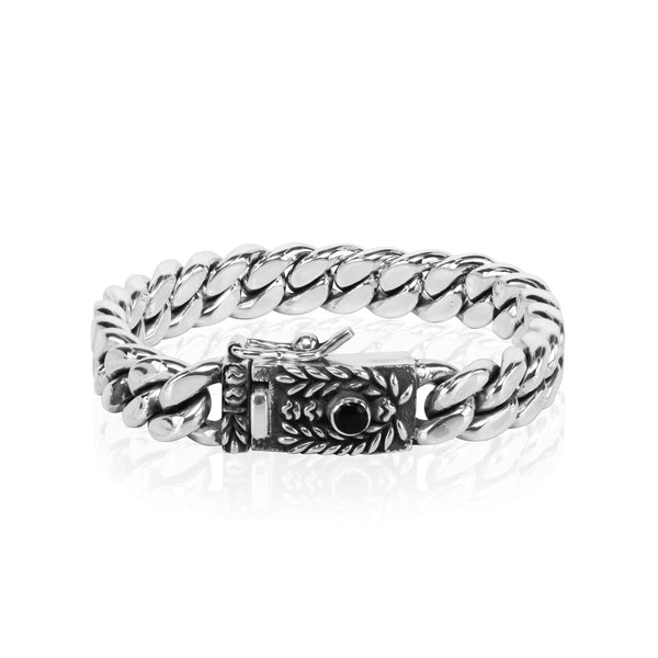 PADI KAPAS CLASSIC Chain Small Bracelet with Black Onyx Round Stone (039 BSKS-S)