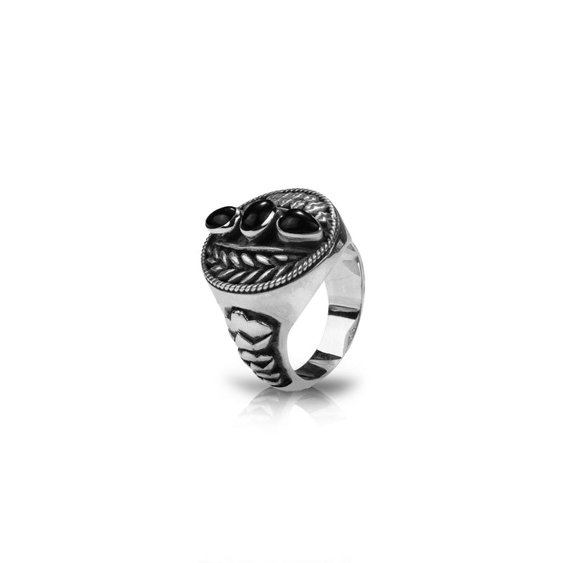 PADI KAPAS Round Ring with Black Onyx Multistones (03RSKS-BO)