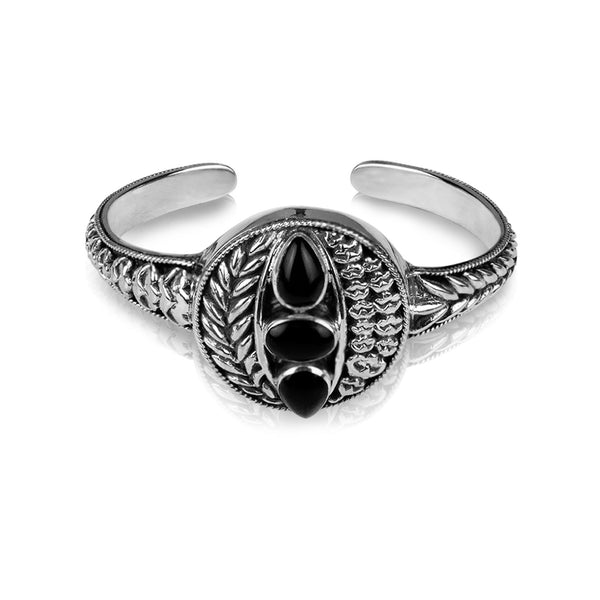 PADI KAPAS Open Cuff with Black Onyx Multi Stones (04 CSKS-BO)