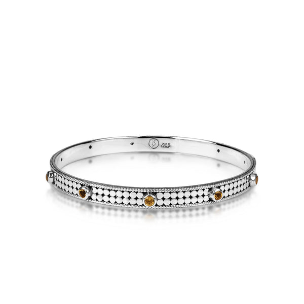 CLASSIC DOTS Closed Cuff with Citrine Round Stone (136 CSKS-CT)